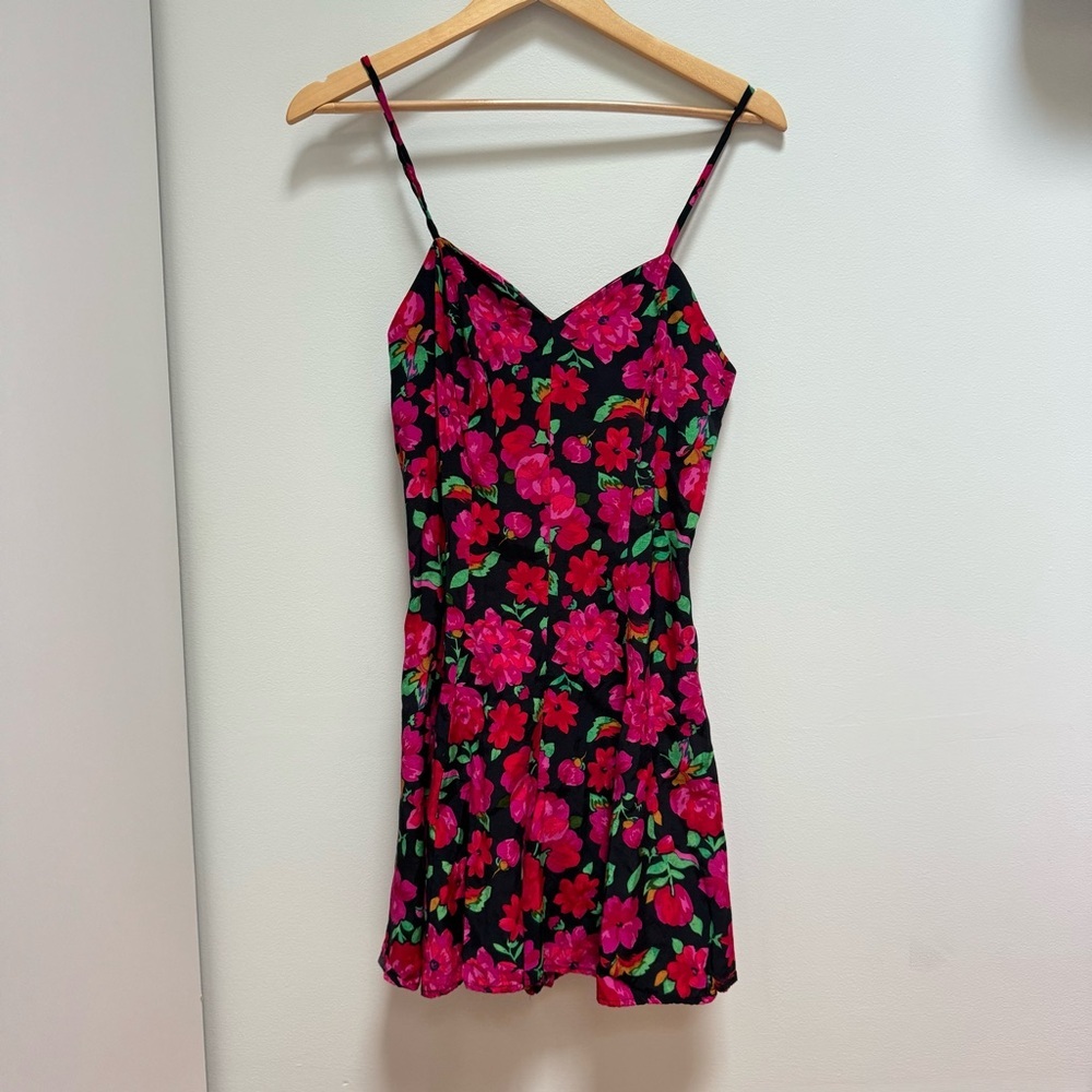 Rampage Y2K Floral Romper Black Pink Size 7